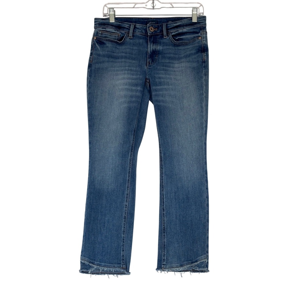 J.Jill Demi Bootcut Jeans Womens 4R Medium Wash Raw Frayed Hem Blue Denim Y2K